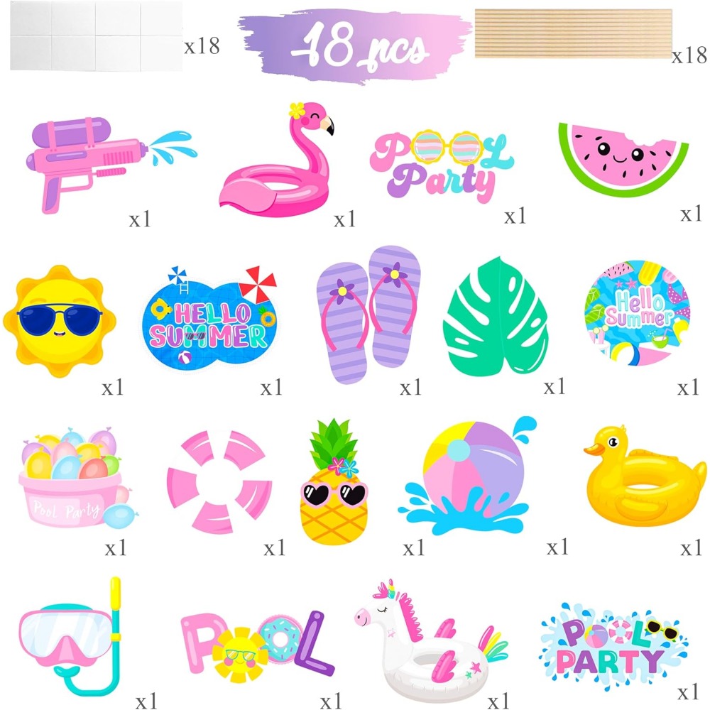 18pcs Summer Pool Party Center - Centerpiece Stick 评论和价格
